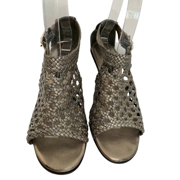 Brighton Womens Realm Sandal Shoe Size 6M Pewter Grey Peep Toe Wedge 6800 GUC - Picture 4 of 10